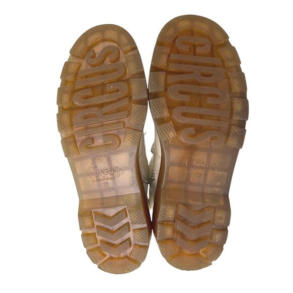 Sam Edelman Circus Sanders Ivory White Leather Round Toe Lace Up Combat Boots 11 - Picture 4 of 8